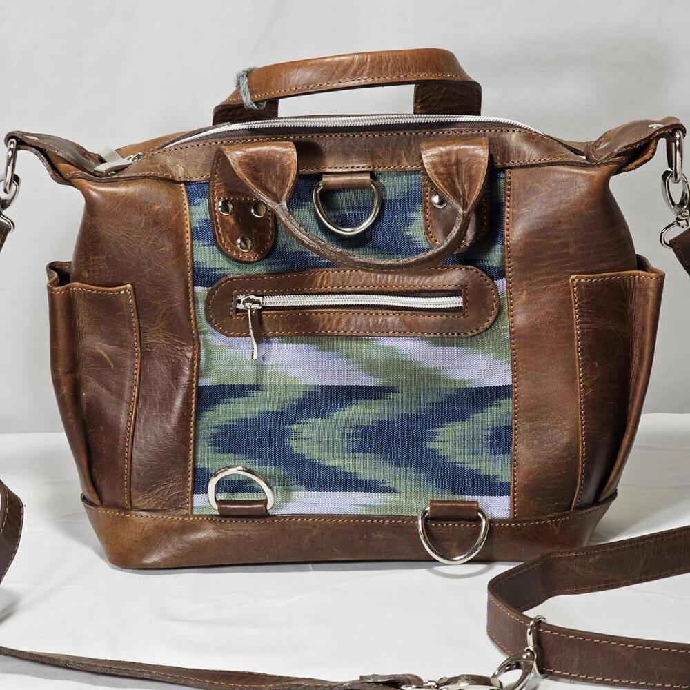 Mini Aria Convertible Day Bag Shoulder Or Backpack Brown Leather And Canvas - Picture 10 of 15